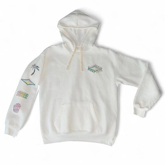Billabong Tops - Billabong Keep Shining Graphic White Pullover Long Sleeve Hoodie Sweatshirt Sz S